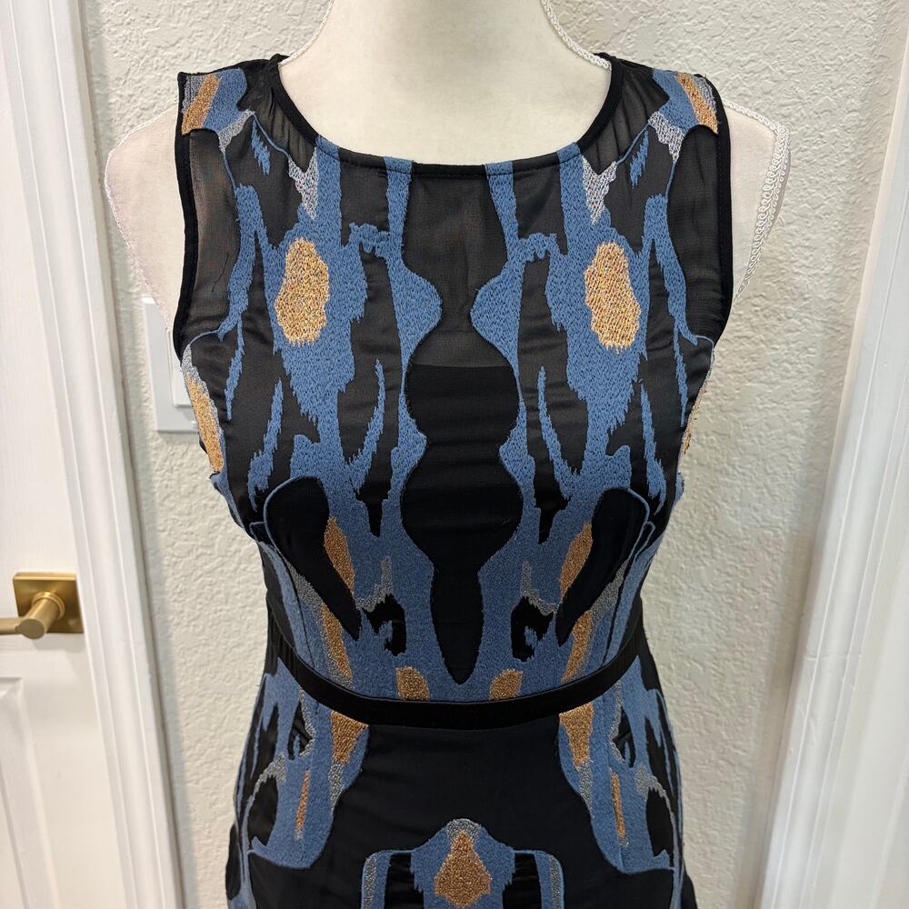 Reiss Zuma Brocade Blue Copper Dress - Picture 3 of 10
